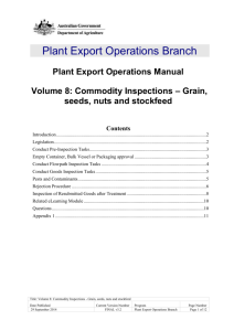 Volume 8: Commodity Inspections–Grain, seeds, nuts and stockfeed