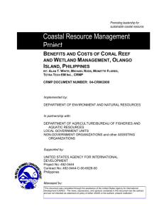 benefits and costs of reef management, olango