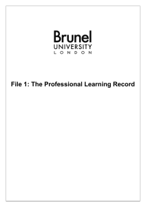 File 1: The Professional Learning Record