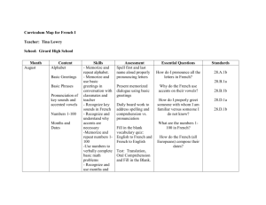 Curriculum Map for French I