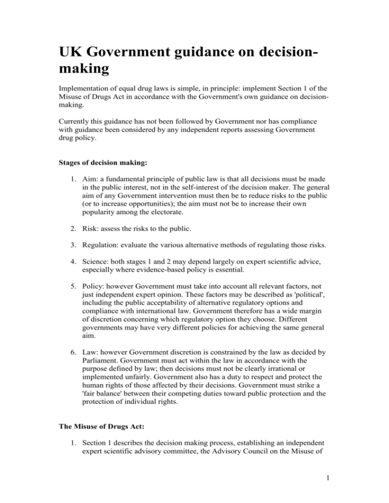 UK Government Guidance On Decision Making