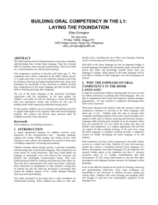 Building Oral Competency In The L1: Laying The Foundation