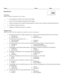 4th Grade Rocks & Minerals Study Guide