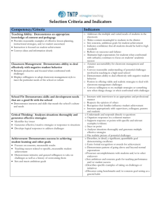 Teacher Selection Criteria & Indicators