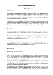 The Export Processing Zone and Pioneer Status Enterprises,