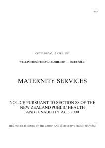 Maternity Services: Notice Pursuant to Section 88