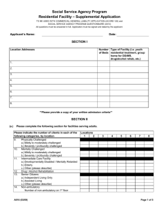 Residential Facility App (GDIC) A016