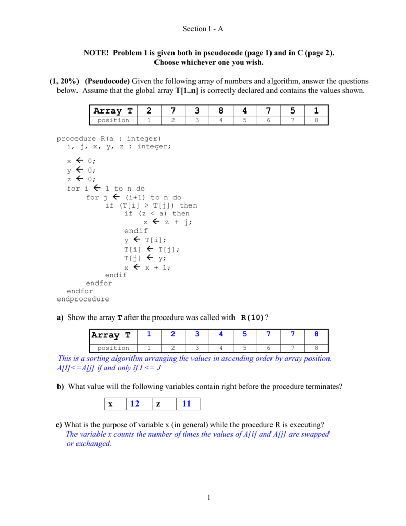 Algorithm Tracing