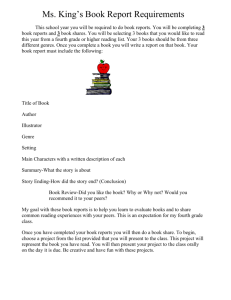 Book Report Project Due
