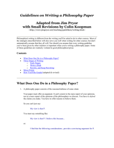 Guidelines on Writing a Philosophy Paper