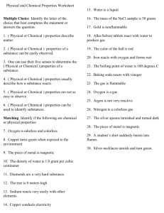 6: Physical and Chemical Properties Worksheet