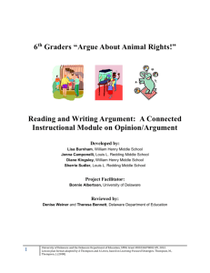 6th Grade Reading/Writing Argumentative Texts