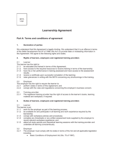 Sample - Learnership Agreement