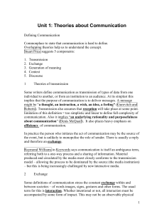 Unit 1: Theories about Communication
