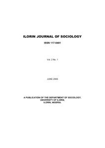 ILORIN JOURNAL OF SOCIOLOGY