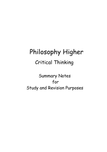 Critical Thinking Revision Notes