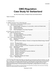 GMO-Regulation: Case Study for Switzerland