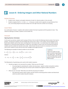 Lesson 8: Ordering Integers and Other Rational Numbers