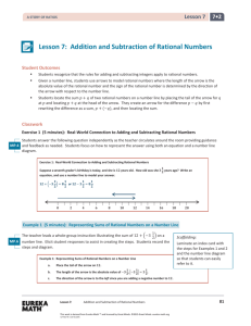 Lesson 7: Addition and Subtraction of Rational Numbers