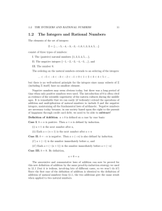 1.2 The Integers and Rational Numbers (with HW Assignment 2)