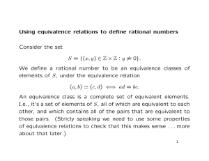 Using equivalence relations to define rational numbers Consider the