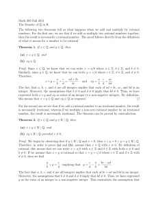 Math 305 Fall 2011 The Density of Q in R The following two