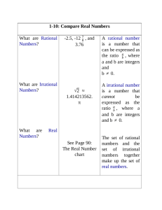 1-10: Compare Real Numbers What are ​ Rational Numbers