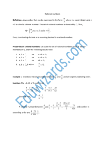 Rational numbers Definition: Any number that can be expressed in