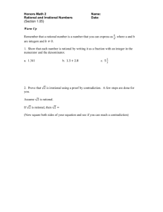 Honors Math 2 Name: Rational and Irrational Numbers Date