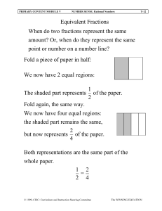 Equivalent Fractions When do two fractions represent the same