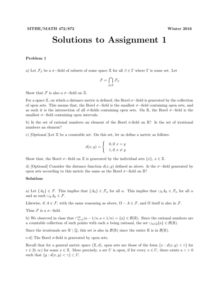 solutions for the assignment