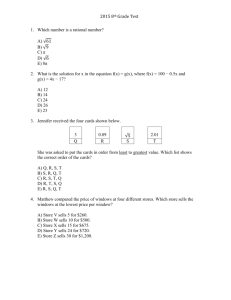 2015 8th Grade Test 1. Which number is a rational number? A) √61