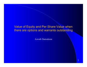 Value of Equity and Per Share Value when there are options and