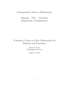 A Semester Course in Finite Mathematics for