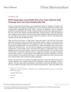 SDNY Bankruptcy Court Holds That a Fair Value Debt-for