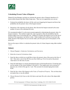Calculating Present Value of Bequests