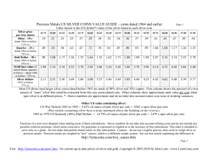 US SILVER COINS Precious Metal Values