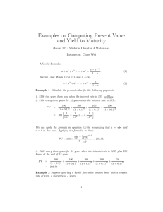 Examples on Computing Present Value and Yield to