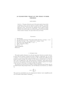 AN ELEMENTERY PROOF OF THE PRIME NUMBER THEOREM