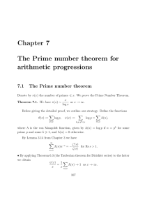 Chapter 7 The Prime number theorem for arithmetic progressions