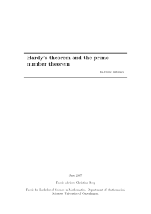 Hardy`s theorem and the prime number theorem