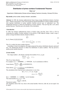Distribution of prime numbers Fundamental Theorem Dan Liu1