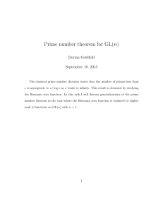 Title: Prime number theorem for GL(n)