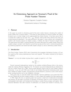 An Elementary Approach on Newman`s Proof of the Prime Number