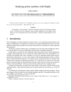 Studying prime numbers with Maple