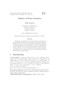 Subsets of Prime Numbers - International Journal of Mathematics