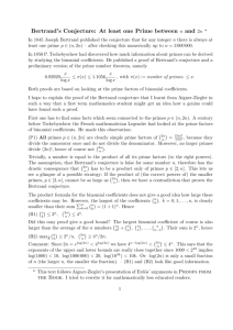 Bertrand`s Conjecture: At least one Prime between n and 2n *