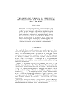 the green-tao theorem on arithmetic progressions in the primes