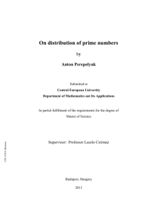 On distribution of prime numbers - eTD