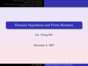 Riemann Hypothesis and Prime Numbers